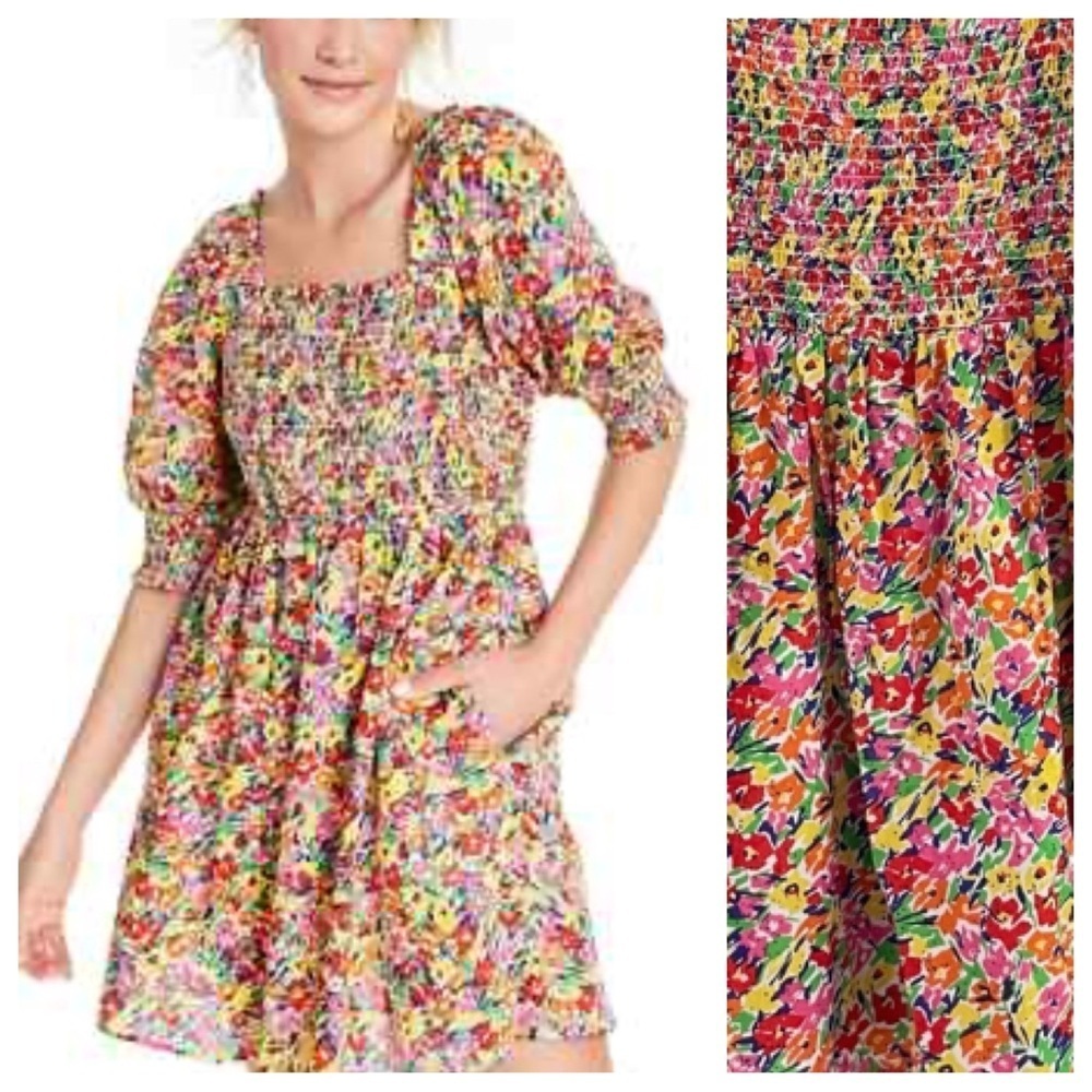 Rixo x target babydoll floral print smocked puff sleeve dress 26426